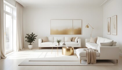 Fototapeta premium white and gold theme modern interior design