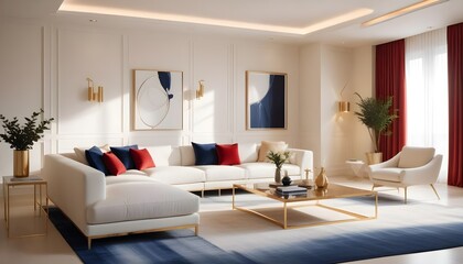 Fototapeta premium white and gold theme modern interior design