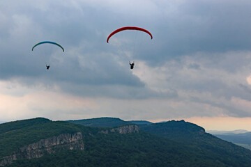 Paragliders flying in Central Bulgaria	