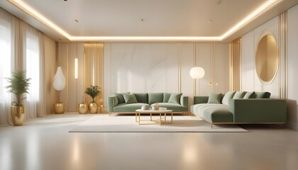 Fototapeta premium white and gold theme modern interior design