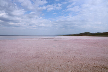 The beautiful colors of the Tuz Golu salt lake, Turkey