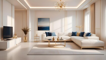white and gold theme modern interior design