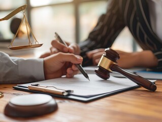 A client reviewing and signing a power of attorney document with their lawyer