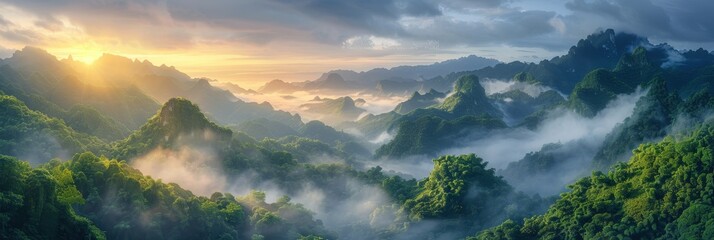 Sunlit Misty Mountains
