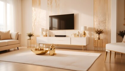Fototapeta premium white and gold theme modern interior design