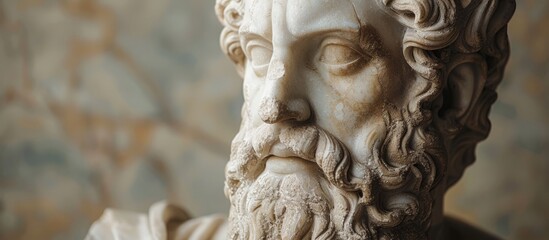 Close-up of a Marble Statue of a Bearded Man