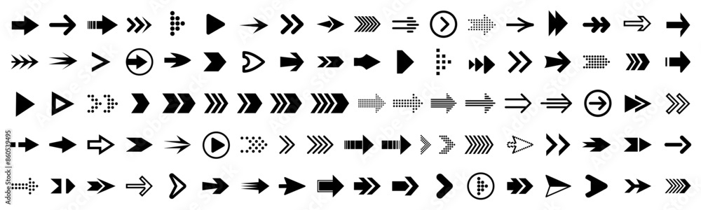 Poster arrows big black set icons, arrow icon, modern simple arrows, arrow vector collection cursor