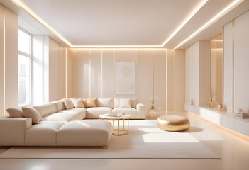 Fototapeta premium white and gold theme modern interior design