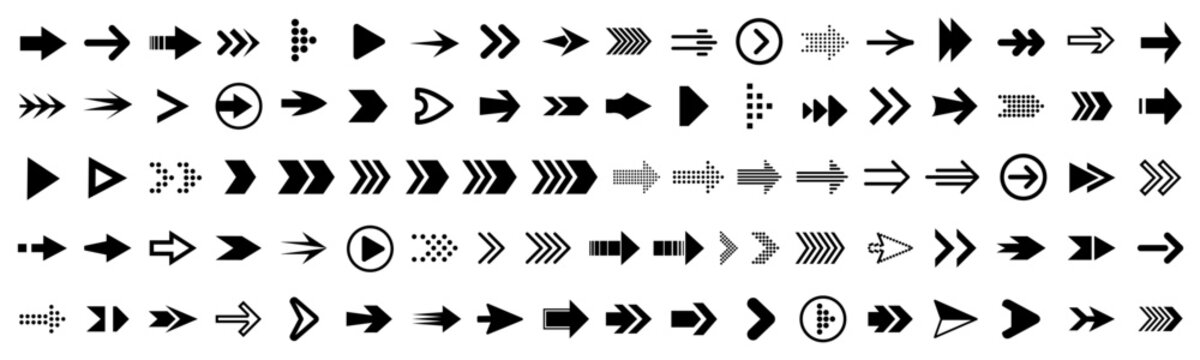 Arrows big black set icons, arrow icon, modern simple arrows, arrow vector collection cursor