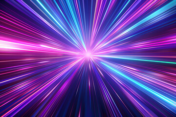 Fototapeta premium Abstract futuristic background with light speed streaks, top view, illustrate swift dynamic movement, scifi tone, Analogous Color Scheme