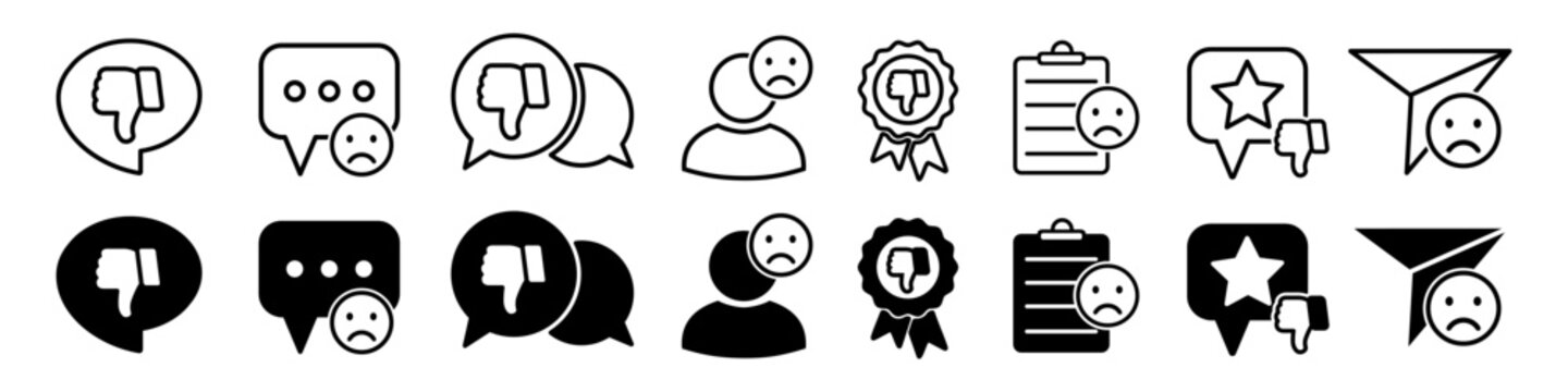 Negative customer reviews sign, rating service, bad client satisfaction, user experience worst customer feedback concept &ndash; vector