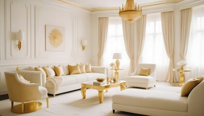 white and gold theme modern interior design