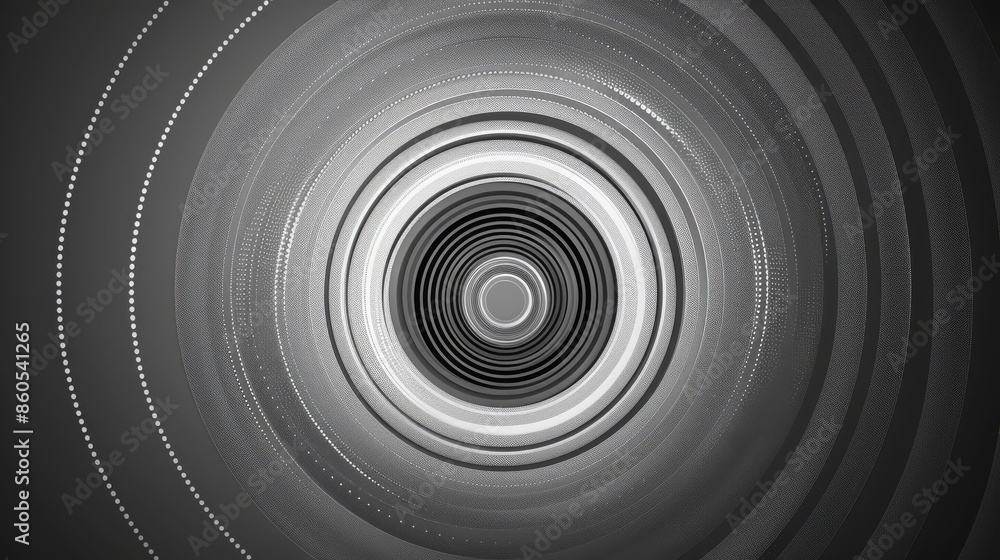 Poster a captivating black and white abstract background featuring concentric circles with intricate dotted