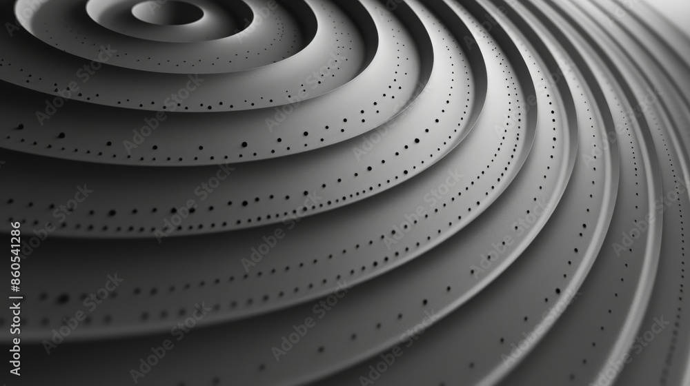 Poster a dramatic black and white abstract background featuring concentric circles with a dotted pattern
