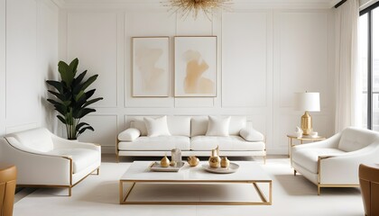 white and gold theme modern interior design