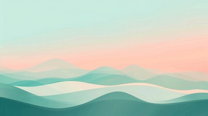 Obraz premium An abstract landscape in soft shades of green and pin