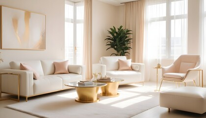 Fototapeta premium white and gold theme modern interior design