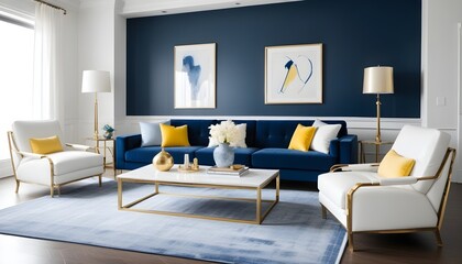 Fototapeta premium white and gold theme modern interior design