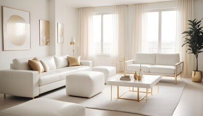 white and gold theme modern interior design