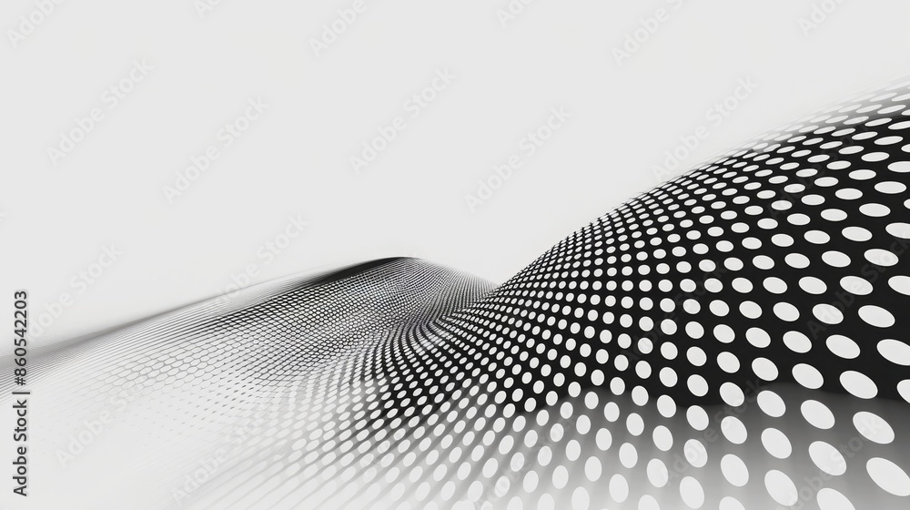 Poster a dynamic abstract background featuring a wave-like pattern of black and white dots
