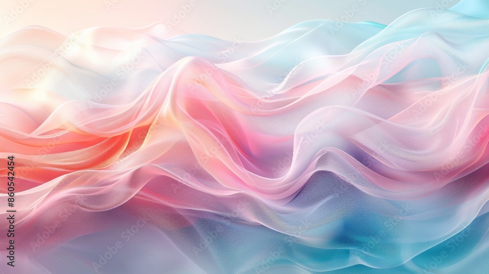 Poster an ethereal abstract image featuring soft pastel gradient waves creating a dreamy and serene visual 