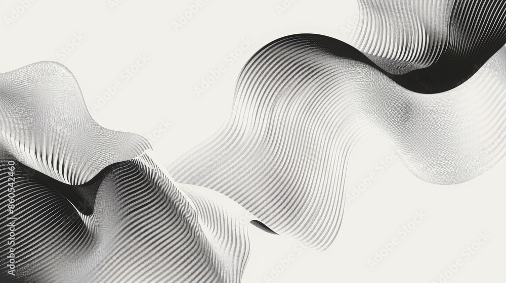 Poster a captivating abstract background featuring monochrome wavy lines creating a dynamic and fluid visua