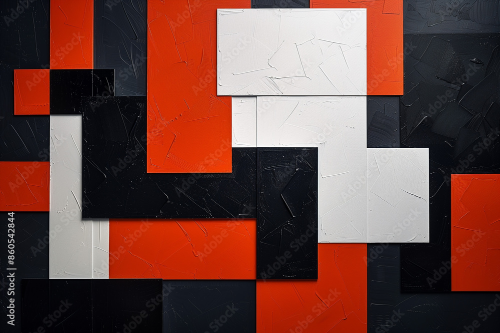 Poster geometric abstraction with overlapping squares in modern minimalism