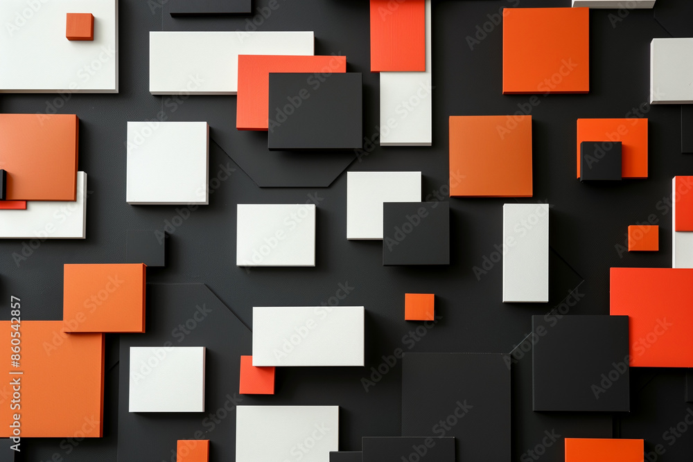 Poster geometric abstraction with overlapping squares in modern minimalism