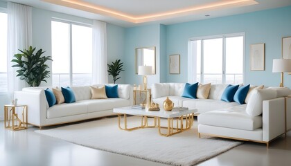 white and gold theme modern interior design