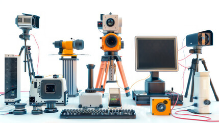 Lidar testing equipment for calibrating and testing lidar sensors isolated on white background