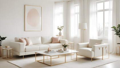 Fototapeta premium white and gold theme modern interior design