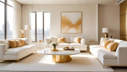 Fototapeta premium white and gold theme modern interior design
