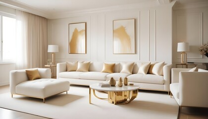 Fototapeta premium white and gold theme modern interior design