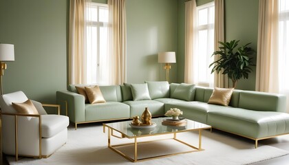 Fototapeta premium white and gold theme modern interior design