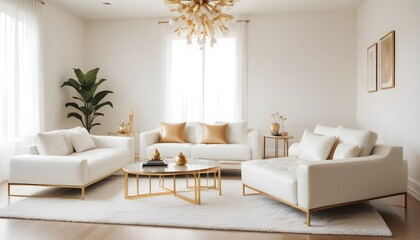 white and gold theme modern interior design