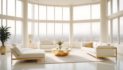 Fototapeta premium white and gold theme modern interior design