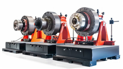 Dynamometers for testing engine power and torque isolated on white background