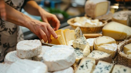 Woman in Europe buying artisanal cheeses from a local dairy farm online
