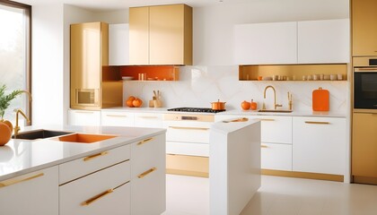 Fototapeta premium white and gold theme modern interior design