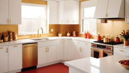 Fototapeta premium white and gold theme modern interior design