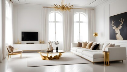 white and gold theme modern interior design