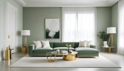 Fototapeta premium white and gold theme modern interior design