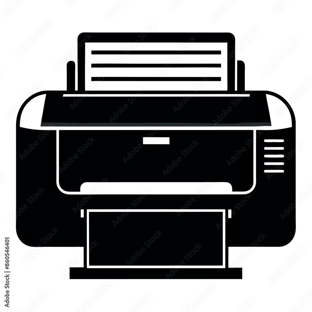 Poster icon of a digital printer isolated on a white backdrop, this simple image of a digital printer vecto