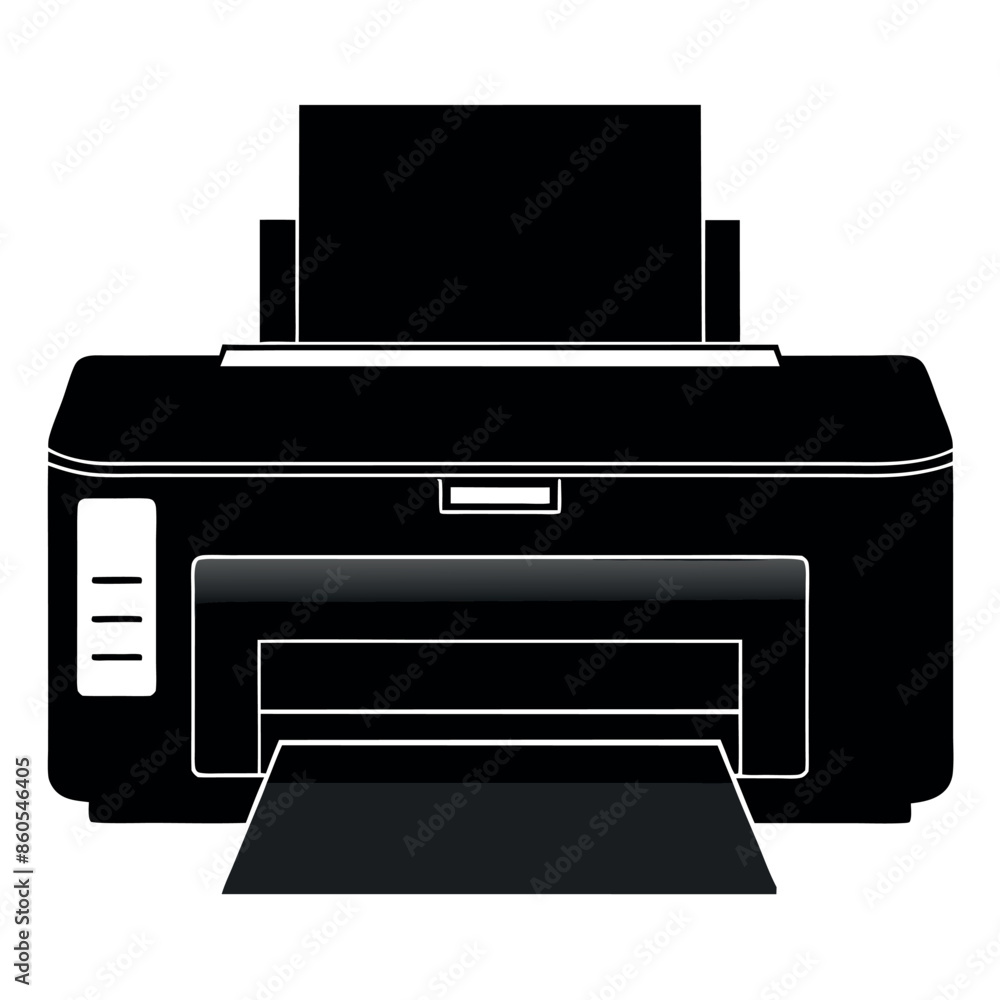 Poster icon of a digital printer isolated on a white backdrop, this simple image of a digital printer vecto