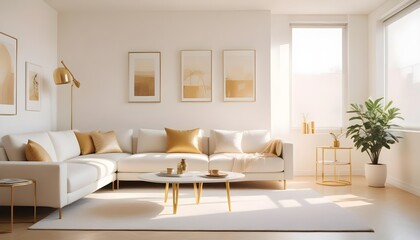 Fototapeta premium white and gold theme modern interior design