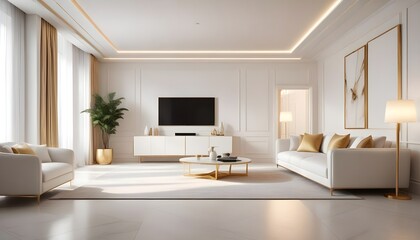 white and gold theme modern interior design