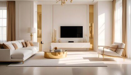 white and gold theme modern interior design