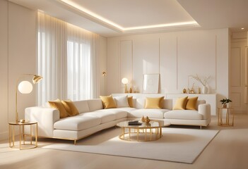 white and gold theme modern interior
