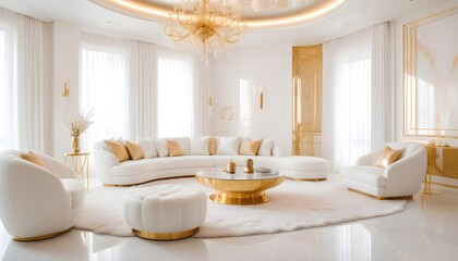white and gold theme modern interior design