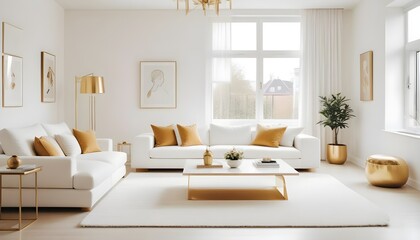 white and gold theme modern interior design